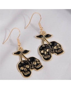 Halloween Style Unique Black Skulls Design Wholesale Oil-spot Glazed Earrings