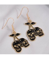 Halloween Style Unique Black Skulls Design Wholesale Oil-spot Glazed Earrings