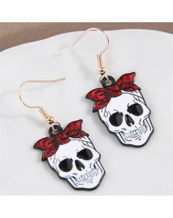 Halloween Fashion Bowknot Skull Design Wholesale Oil-spot Glazed Earrings