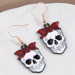 Halloween Fashion Bowknot Skull Design Wholesale Oil-spot Glazed Earrings