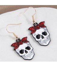 Halloween Fashion Bowknot Skull Design Wholesale Oil-spot Glazed Earrings