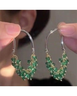 Bohemian Fashion Artificial Crystal Beads Tassel Wholesale Earrings - Green