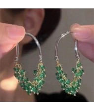 Bohemian Fashion Artificial Crystal Beads Tassel Wholesale Earrings - Green