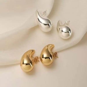 1 Pair Minimalist Design Water Droplets Wholesale Stainless Steel Earrings