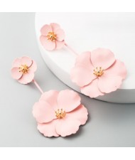 Korean Fashion Sweet Flowers Bohemian Style Solid Color Alloy Wholesale Costume Earrings - Pink