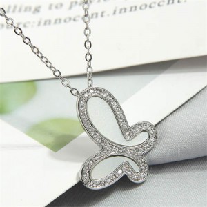 Shining Cubic Zirconia Graceful Butterfly Pendant Wholesale Costume Necklace