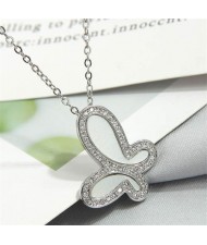 Shining Cubic Zirconia Graceful Butterfly Pendant Wholesale Costume Necklace