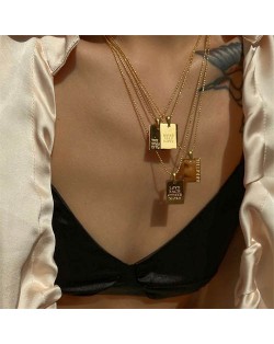 Ins Internet Celebrity Style Text Engraving Pendant Stainless Steel Trendy Necklace