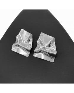 Nigeria African Folding Fashion Wholesale Costume Earrings - Silver