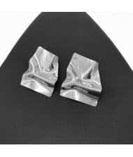 Nigeria African Folding Fashion Wholesale Costume Earrings - Silver