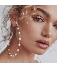 Pearl Embellished U.S. High Fashion Wholesale Big Hoop Earrings