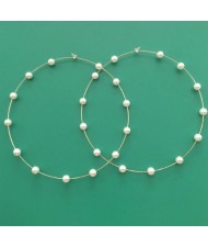 Pearl Embellished U.S. High Fashion Wholesale Big Hoop Earrings