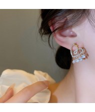 Shining Cubic Zirconia Cute Heart with Tassel Design Wholesale Korean Fashion Luxrious Earrings