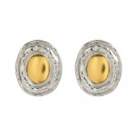 Cap Shape Two-tone Metal Design Wholesale Fashion Women Earrings - Silver