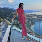 Solid Color Temperament Slim Knit Fashion Dress - Rose