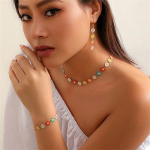 Daisy Design 3pcs Floral Costume Jewelry Set - Multicolor