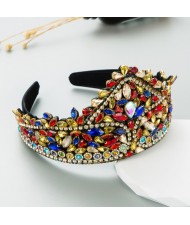 Vintage Exaggerated Crown Shape Headband Craft Baroque Style Hairhoop - Colorful