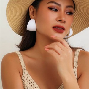Candy Color Minimalist Circle Fashion Wholesale Women Earrings - White