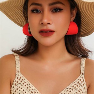 Candy Color Minimalist Circle Fashion Wholesale Women Earrings - Red