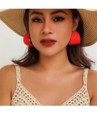Candy Color Minimalist Circle Fashion Wholesale Women Earrings - Red