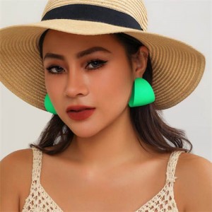 Candy Color Minimalist Circle Fashion Wholesale Women Earrings - Green