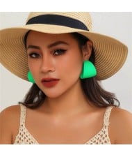 Candy Color Minimalist Circle Fashion Wholesale Women Earrings - Green