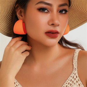 Candy Color Minimalist Circle Fashion Wholesale Women Earrings - Orange
