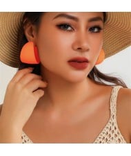 Candy Color Minimalist Circle Fashion Wholesale Women Earrings - Orange