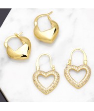 1 Pair Vintage Alloy Peach Heart Fashion Earrings Wholesale Women Ear Cuffs