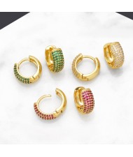 1 Pair US Popular Round Shape Cubic Zirconia Fashion Wholesale Women Ear Cuffs