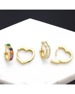 1 Pair Fashion Heart Shape Design Cubic Zirconia Wholesale Women Ear Cuffs