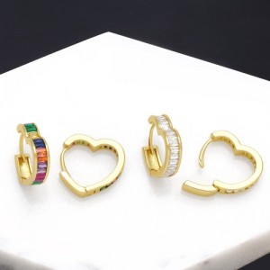 1 Pair Fashion Earrings Heart Shape Design Cubic Zirconia Wholesale Copper Ear Cuffs
