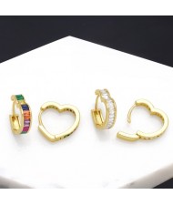 1 Pair Fashion Earrings Heart Shape Design Cubic Zirconia Wholesale Copper Ear Cuffs