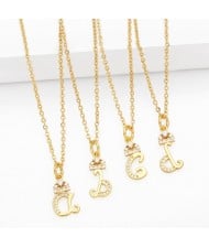 1 Piece Lowercase Letter Pendant Simple Fashion Women Wholesale Copper Necklace