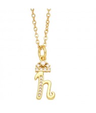1 Piece Lowercase Letter Pendant Simple Fashion Women Wholesale Copper Necklace