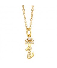 1 Piece Lowercase Letter Pendant Simple Fashion Women Wholesale Copper Necklace