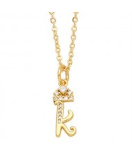 1 Piece Lowercase Letter Pendant Simple Fashion Women Wholesale Copper Necklace