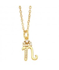 1 Piece Lowercase Letter Pendant Simple Fashion Women Wholesale Copper Necklace
