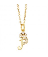 1 Piece Lowercase Letter Pendant Simple Fashion Women Wholesale Copper Necklace