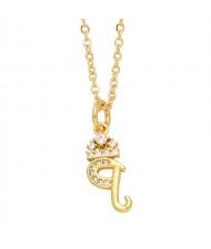 1 Piece Lowercase Letter Pendant Simple Fashion Women Wholesale Copper Necklace