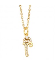 1 Piece Lowercase Letter Pendant Simple Fashion Women Wholesale Copper Necklace