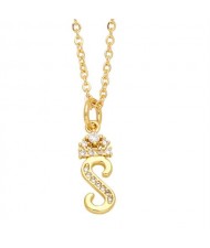 1 Piece Lowercase Letter Pendant Simple Fashion Women Wholesale Copper Necklace