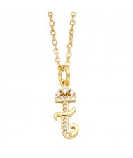 1 Piece Lowercase Letter Pendant Simple Fashion Women Wholesale Copper Necklace