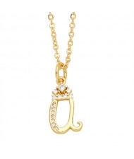 1 Piece Lowercase Letter Pendant Simple Fashion Women Wholesale Copper Necklace
