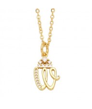 1 Piece Lowercase Letter Pendant Simple Fashion Women Wholesale Copper Necklace