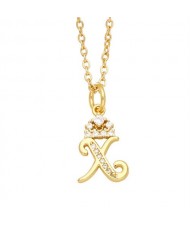 1 Piece Lowercase Letter Pendant Simple Fashion Women Wholesale Copper Necklace