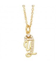1 Piece Lowercase Letter Pendant Simple Fashion Women Wholesale Copper Necklace