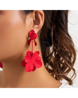 Candy Color Vintage Flower Fashion Wholesale Women Dangle Earrings - Red