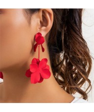 Candy Color Vintage Flower Fashion Wholesale Women Dangle Earrings - Red