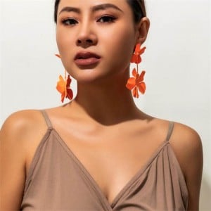 Candy Color Vintage Flower Fashion Wholesale Women Dangle Earrings - Orange